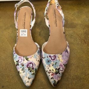 Floral sling back heels. Size 9 1/2